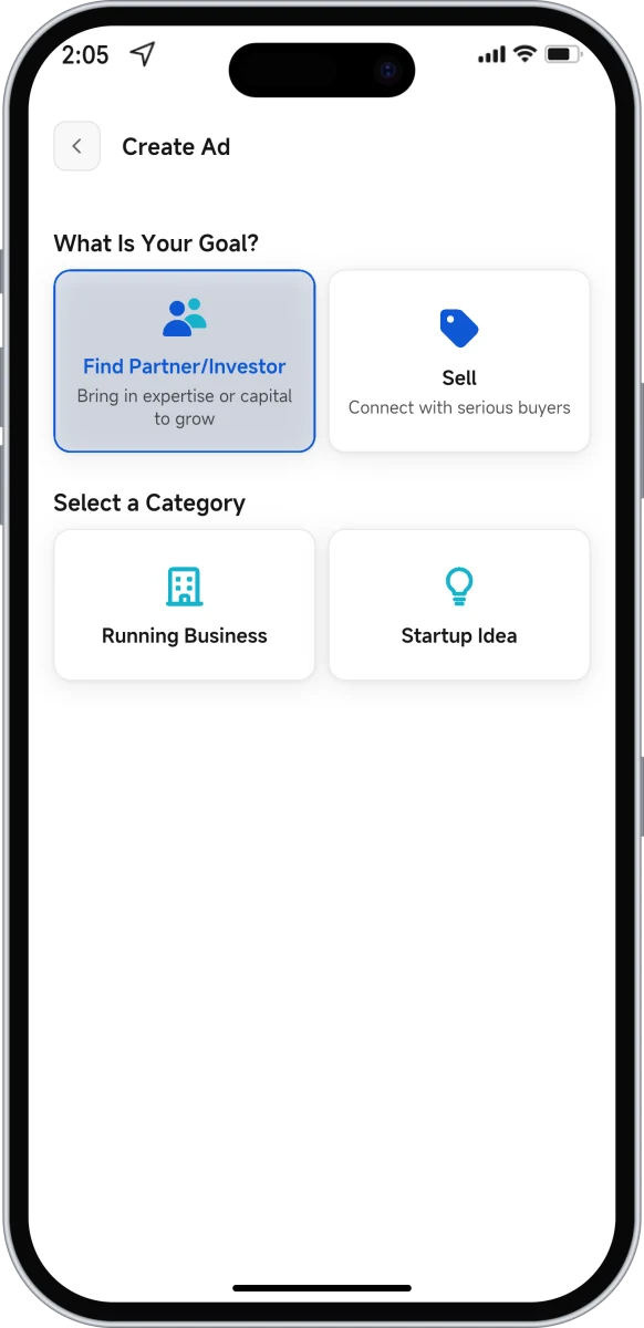 Create Listing - Find Partner